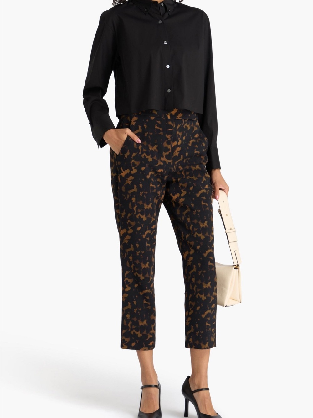 Theory Tortoiseshell Print Crepe Slim Crop Pants Sz 4 VGUC